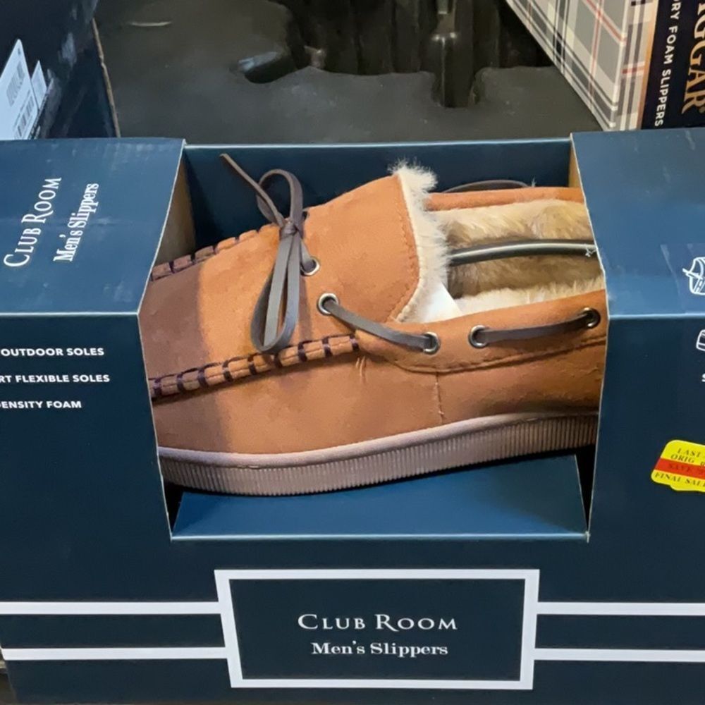 Club Room Tan Loafers with Fur Lining - Picture 2 of 3